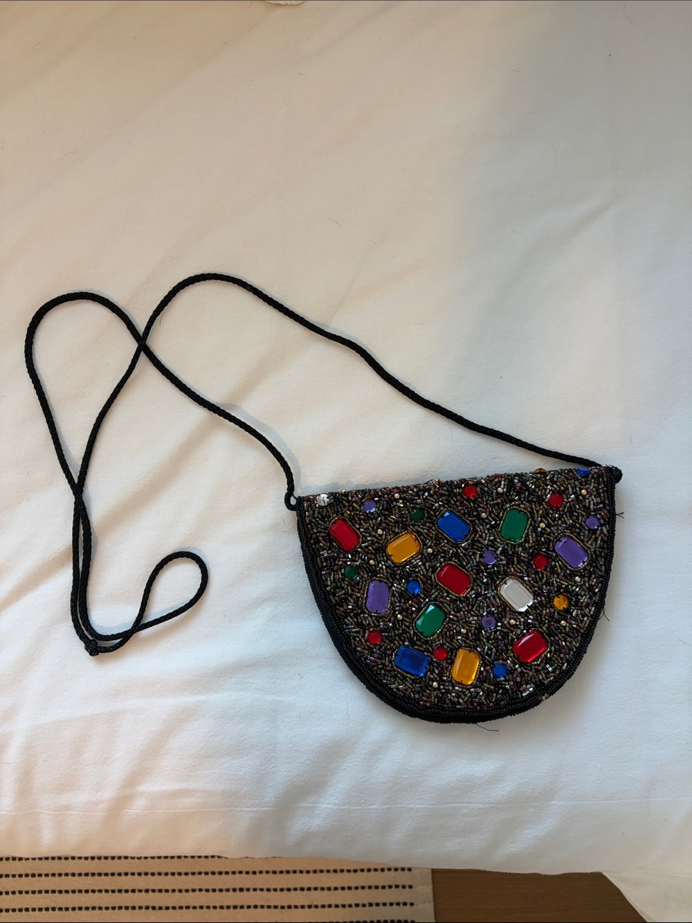 Beaded Multicolor Gemstone Crossbody Bag - Women
